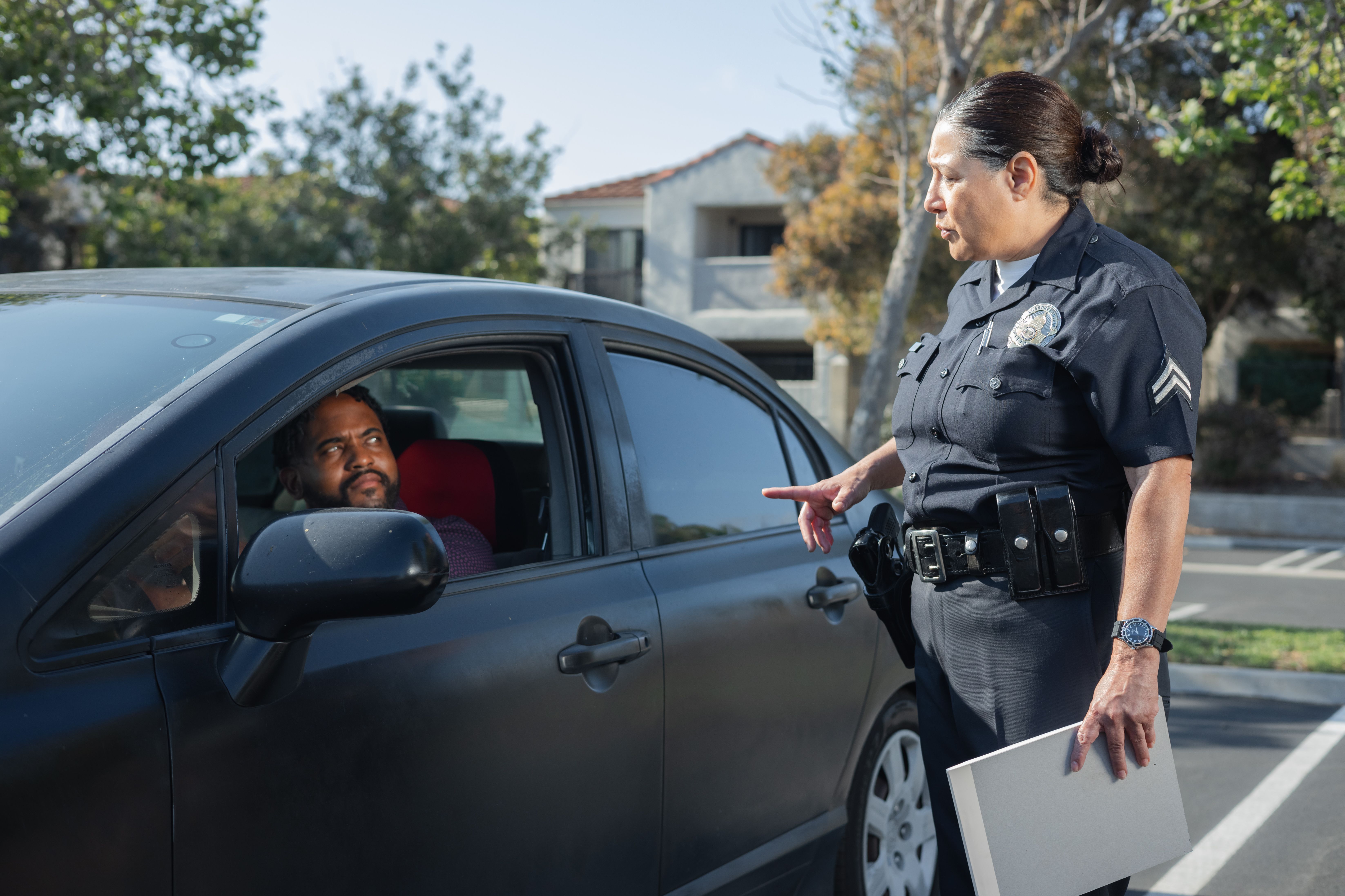 Police officer stops car